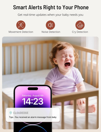 Sistem monitorizarecopii si varstnici cu 2 camere 2K, ecran 5", App control, HD night vision, autonomie acumulatori 5-7 zile [3]