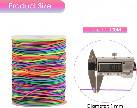 Snur elastic de 1 mm, multicolor, pentru bratari, 100M [1]