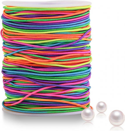 materiale textile - Snur elastic de 1 mm, multicolor, pentru bratari, 100M