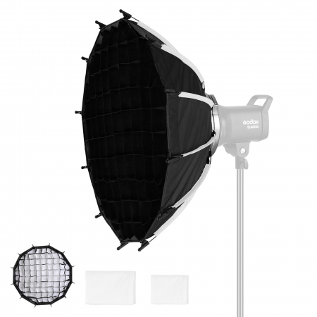 suporti si accesorii lumini - Softbox parabolic cu unghi larg de 60 cm, pentru montura Bowens MonoLight și bliț pentru GODOX