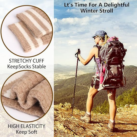 Sosete termice groase de iarna, din lana, set 6 perechi, 2 negre, 2 maro, 2 albe, marimea 35-42 [6]