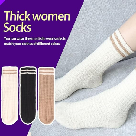 Sosete termice groase de iarna, din lana, set 6 perechi, 2 negre, 2 maro, 2 albe, marimea 35-42 [1]