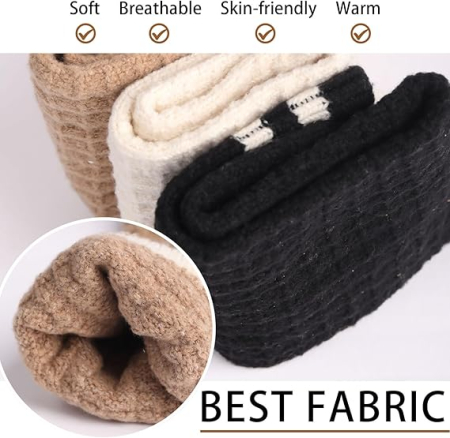 Sosete termice groase de iarna, din lana, set 6 perechi, 2 negre, 2 maro, 2 albe, marimea 35-42 [4]