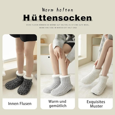 Șosete gri de casă antiderapante, de iarnă, groase, moi, calde, unisex – Mărime unică [5]