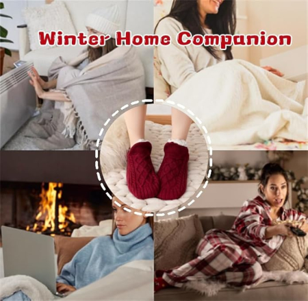 Sosete termice groase de iarna, din lana, antiderapante, 35-39 [4]