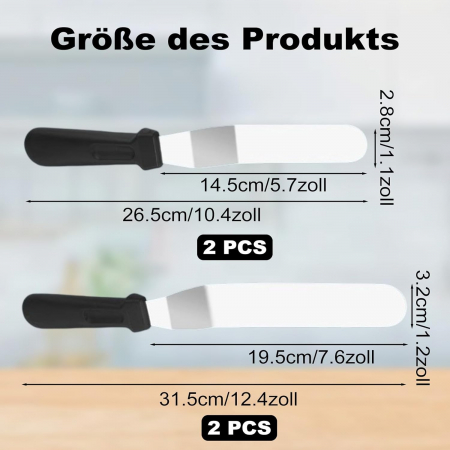Spatule flexibile din otel inoxidabil pentru decoratiuni prajituri, set 4 bucati [1]