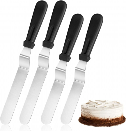 Ustensile ornare prajituri - Spatule flexibile din otel inoxidabil pentru decoratiuni prajituri, set 4 bucati