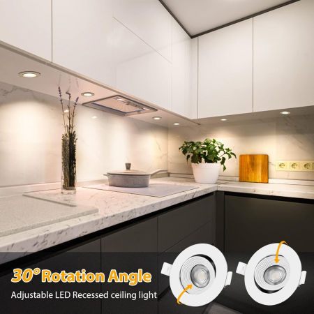 Spot LED exclusiv, încastrat, pivotant, spot LED ultraplat, 230V, lumini încasabile alb cald de 6W, set de 5 [4]