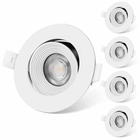 LAMPI PLAFON - Spot LED exclusiv, încastrat, pivotant, spot LED ultraplat, 230V, lumini încasabile alb cald de 6W, set de 5