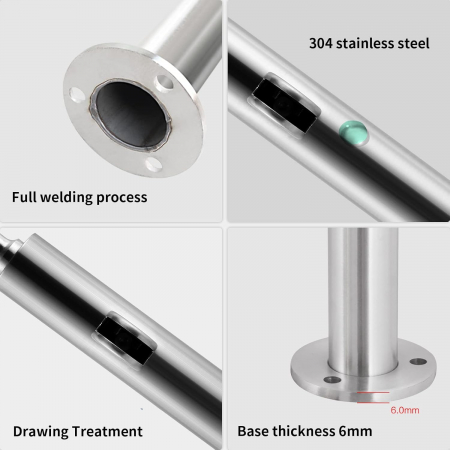 Stalp balustrada din otel inoxidabil, 105cm, compatibil cu sticla/lemn 8-12mm, finisaj argintiu [5]