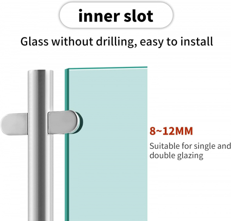 Stalp balustrada din otel inoxidabil, 105cm, compatibil cu sticla/lemn 8-12mm, finisaj argintiu [4]