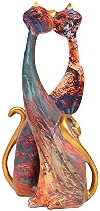 Statuete decorative din rasina pictata, 2 pisici 24 cm Maro [5]
