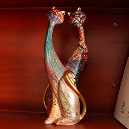 Statuete decorative din rasina pictata, 2 pisici 24 cm Maro [7]