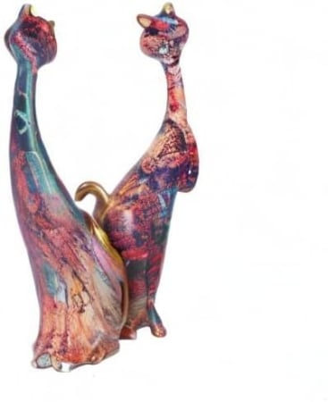 Statuete decorative din rasina pictata, 2 pisici 24 cm Maro [8]