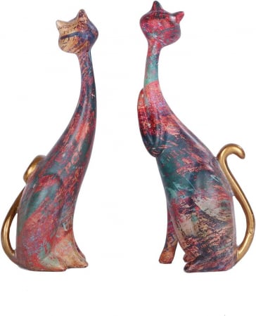 Statuete decorative din rasina pictata, 2 pisici 24 cm Maro [4]