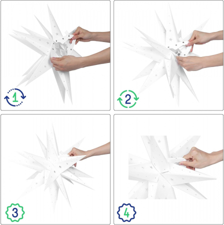 Stea luminoasa 3D LED, Baterie cu cronometru, 45x45 cm [2]