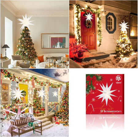 Stea luminoasa 3D LED, Baterie cu cronometru, 45x45 cm [1]