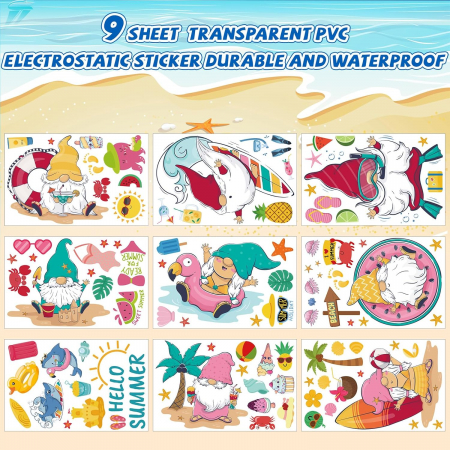 Stickere autoadezive pentru ferestre si mobila, model "Pitici la mare", set 9 coli [2]