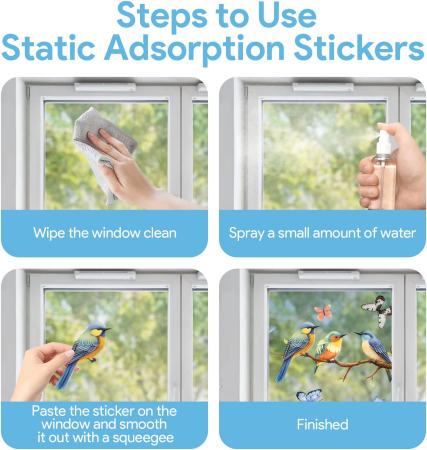 Stickere autoadezive pentru ferestre si mobila, model " Pasari", set 9 coli [3]