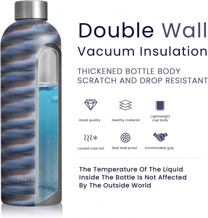 Sticlă de băut din oțel inoxidabil,750 ml, cu izolare metalică, fără BPA [2]