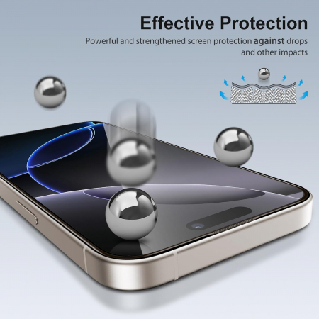 Sticla protectie ecran iphone 16 pro 6,3" set 2 bucati, 2 folii camera, 2 rame instalare [4]