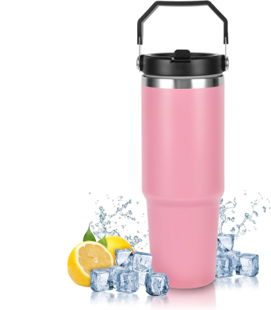 FITNESS - Sticla sport din otel inoxidabil, termoizolanta, Roz 900 ml