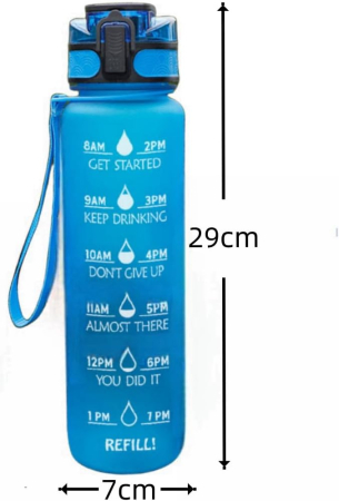 Sticla sport din plastic fara BPA, gradata, anticurgere, Albastra 1 L [4]