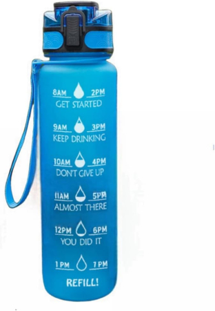 HIDRATARE SPORT - Sticla sport din plastic fara BPA, gradata, anticurgere, Albastra 1 L