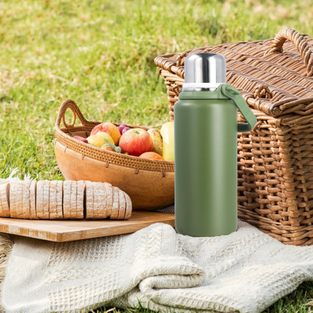 Termos din oțel inoxidabil 1,2 l, etanș, pentru băuturi calde, cu mâner transport, fără BPA (alb) [6]