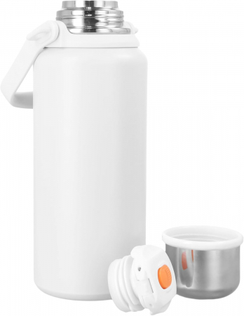 Termos din oțel inoxidabil 1,2 l, etanș, pentru băuturi calde, cu mâner transport, fără BPA (alb) [7]