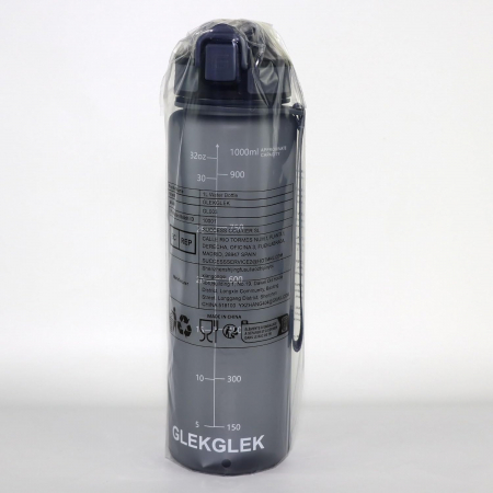 Sticla sport din plastic fara BPA, gradata pentru consum lichide, anticurgere, Gri, 1 L [6]