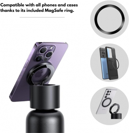 Sticla de apa termica bej cu suport magnetic pentru telefon, 950 ml [5]