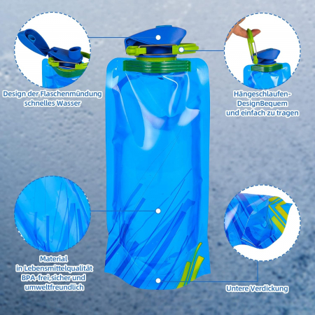 Sticle pliabile reutilizabile din plastic colorat 700 ml- set 6 bucati [2]