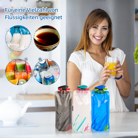 Sticle pliabile reutilizabile din plastic colorat 700 ml- set 6 bucati [3]