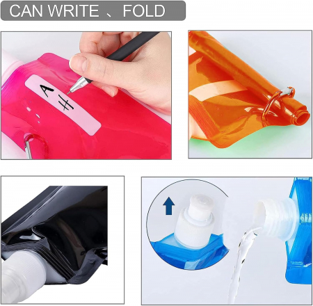 Sticle pliabile reutilizabile din plastic pentru lichide, set 4 bucati [2]