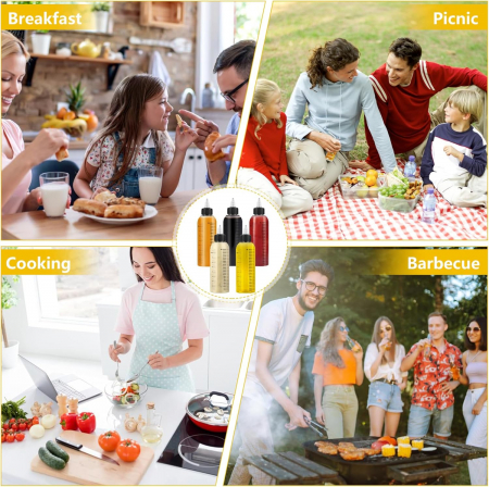 Sticle reutilizabile gradate cu duze pentru sosuri, pachet 5 bucati 250 ml cu accesorii [3]