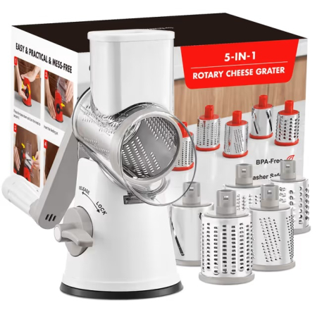 BUCATARIE - Razatoare cu manivela si 5 tamburi pentru legume