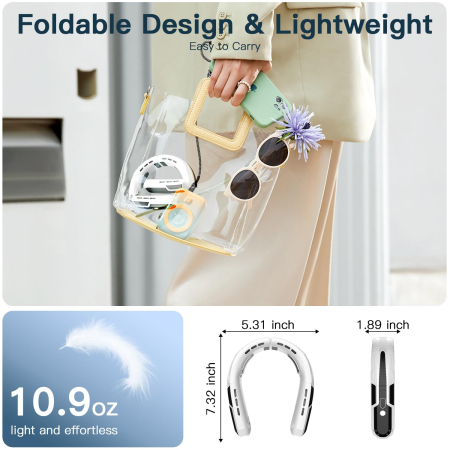 Ventilator de gât portabil, baterie reîncărcabilă de 6000 mAh, pliabil cu 3 viteze [6]
