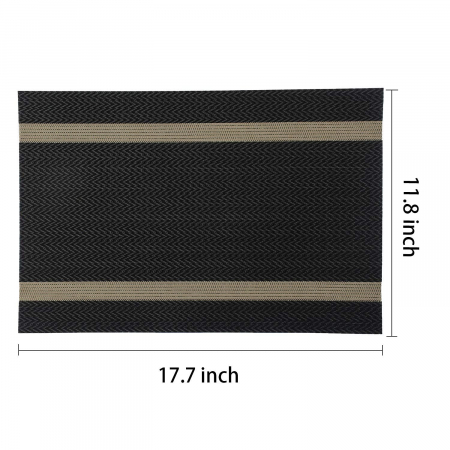 Suport de farfurii pentru servirea mesei 45x30 cm, albstru, set 6 bucati, negre cu auriu [2]