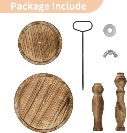 Suport din lemn pentru servire, margini inalte si maner, 2 nivele [6]