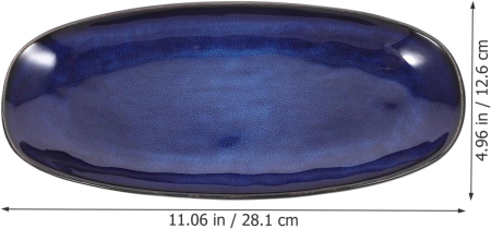 Platou albastru semioval mic 28.1x12.6 cm compatibil, cuptor, microunde, masina spalat, congelator [2]