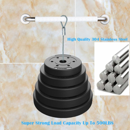 Bara ajutatoare pentru baie, otel inoxidabil, maner antialunecare, 40 cm [3]