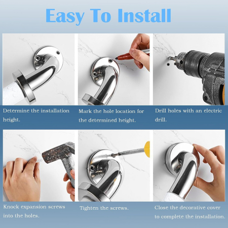 Bara ajutatoare pentru baie, otel inoxidabil, maner antialunecare, 40 cm [4]