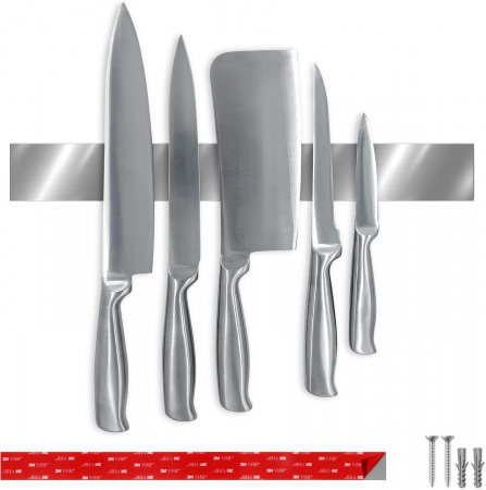 DEPOZITARE - Suport magnetic 40 cm pentru cutite bucatarie, scule, cu banda adeziva sau horsuruburi