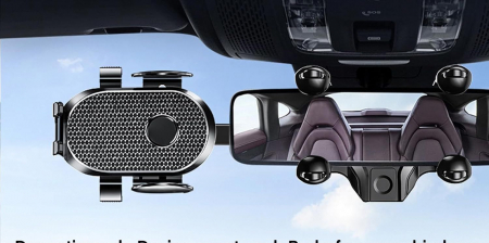 Suport auto pentru telefon cu fixare pe oglinda si rotire 360° [4]