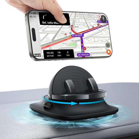 Suport si docking telefoane - Suport universal autoadeziv pentru telefon mobil, Rotire 360 ​​, negru