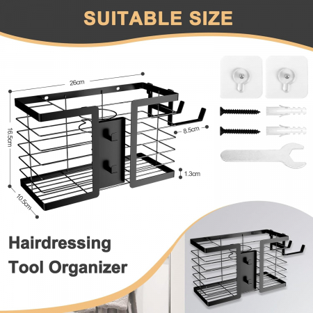 Suport metalic organizare accesorii baie cu 3 compartimente si 2 carlige [5]