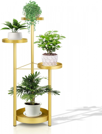 Ghivece si suporturi - Suport metalic Gold pentru ghiveci cu 4 niveluri pentru birou, grădină, balcon, terasă