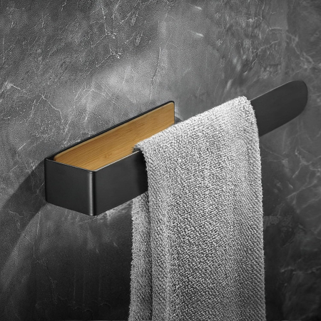 ACCESORII BAIE - Suport pentru prosoape autoadeziv, fara gaurire Negru 40 cm