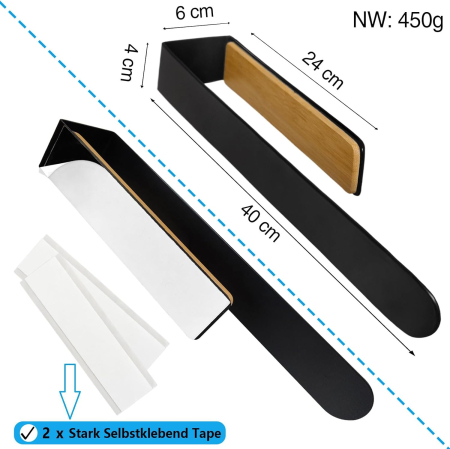 Suport pentru prosoape autoadeziv, fara gaurire Negru 40 cm [4]